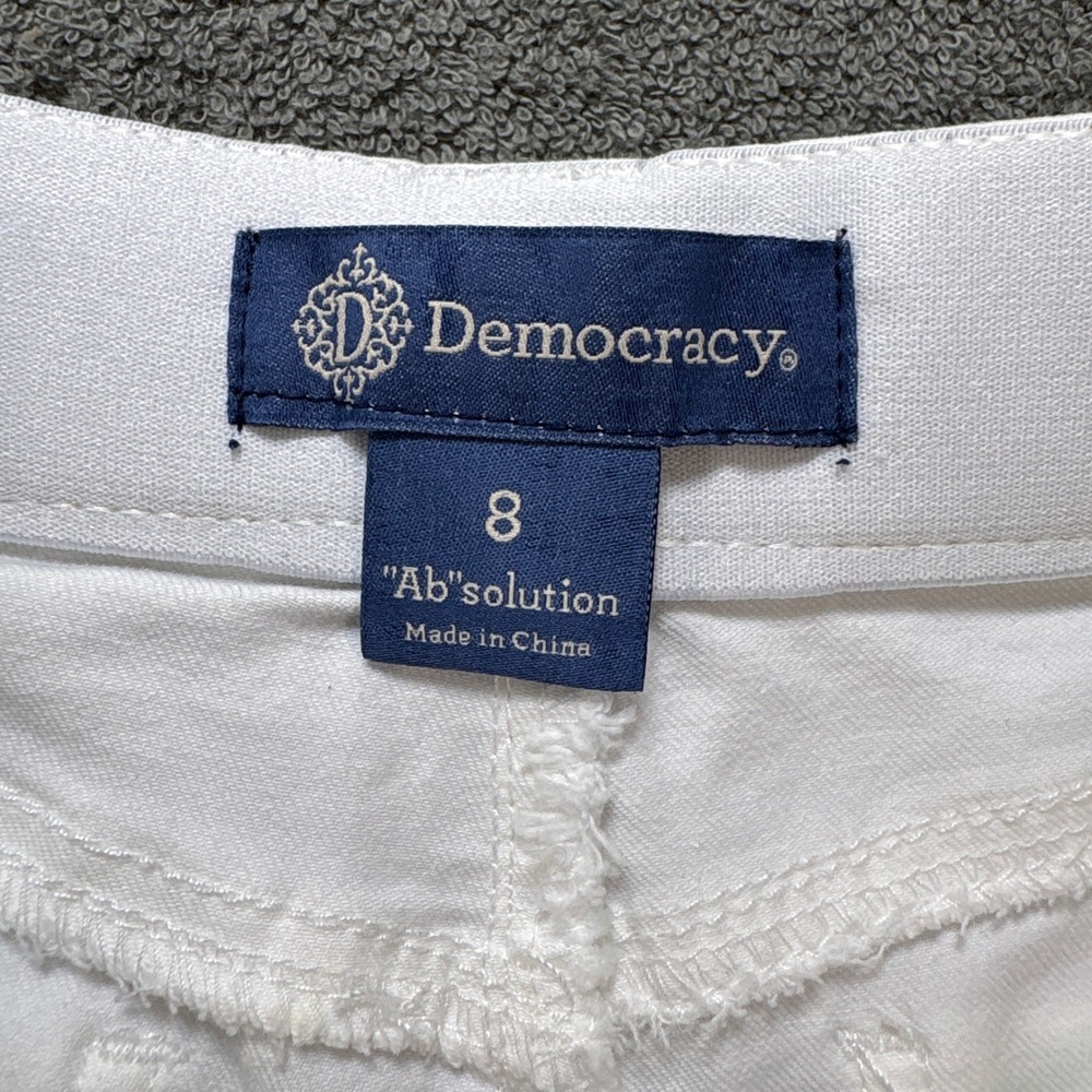 Democracy Shorts Women 8 White Ab solution Bermuda Casual Stretch Denim Everyday - Picture 5 of 10